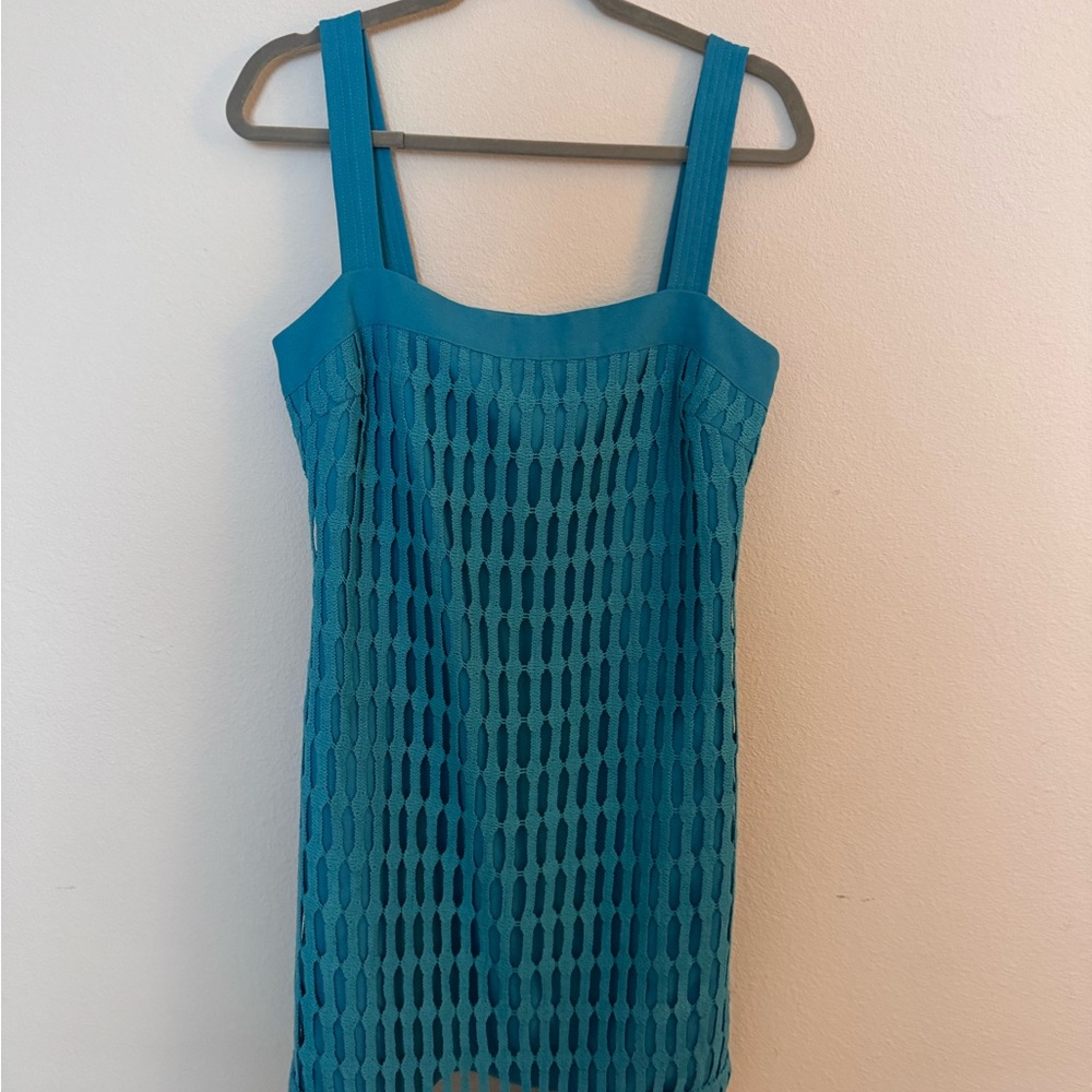 Jonathan Simkhai Teal Sleeveless Textured Dress Size 6